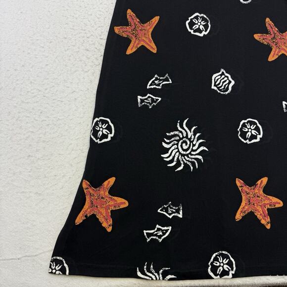 Vintage Coconut Bay Maxi Dress Womens Petite Large PL Black Sun Starfish Beach - Picture 4 of 10